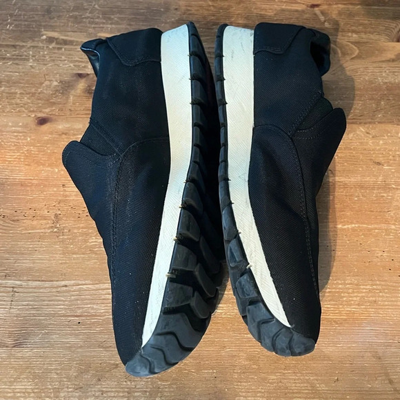 PRADA Linea Rossa Slip On Sneakers Black Nylon Slide On Size 37.5 Leather Trim - Picture 6 of 14